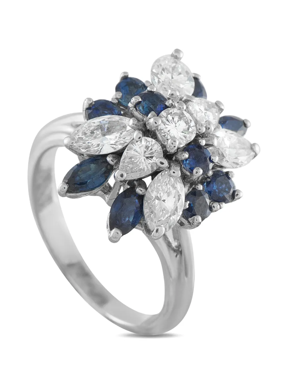 LB Exclusive diamond 2.0ct sapphire 0.85ct 18K white gold ring - Argento