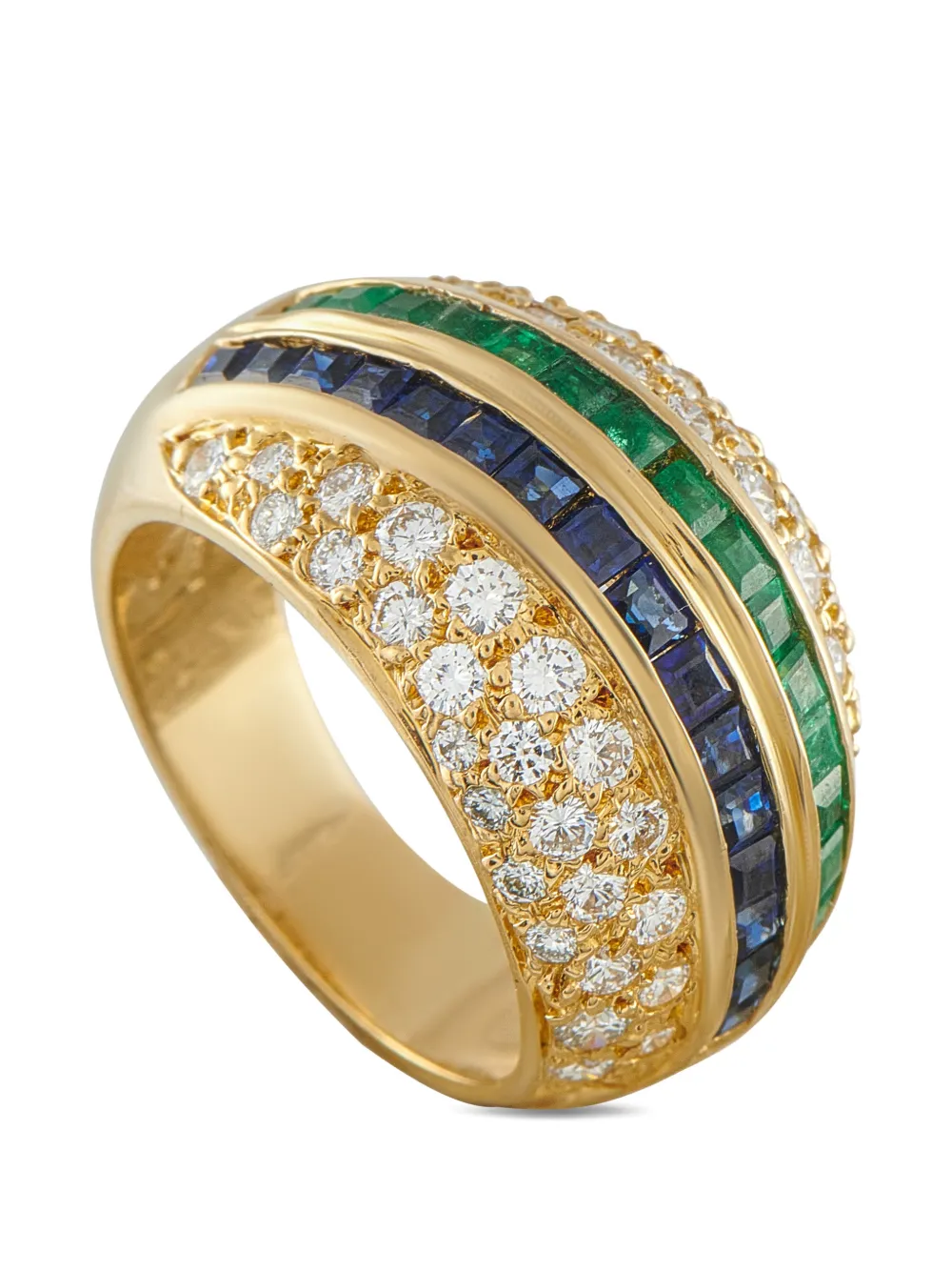 LB Exclusive emerald sapphire 1.85ct diamond yellow gold ring - Oro