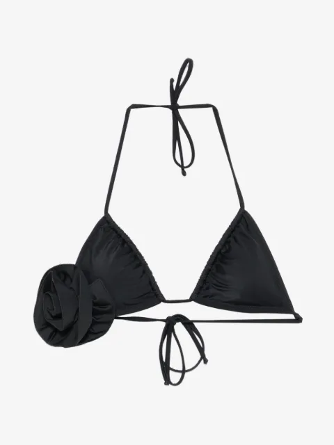 Moschino floral-appliqué triangle bikini top