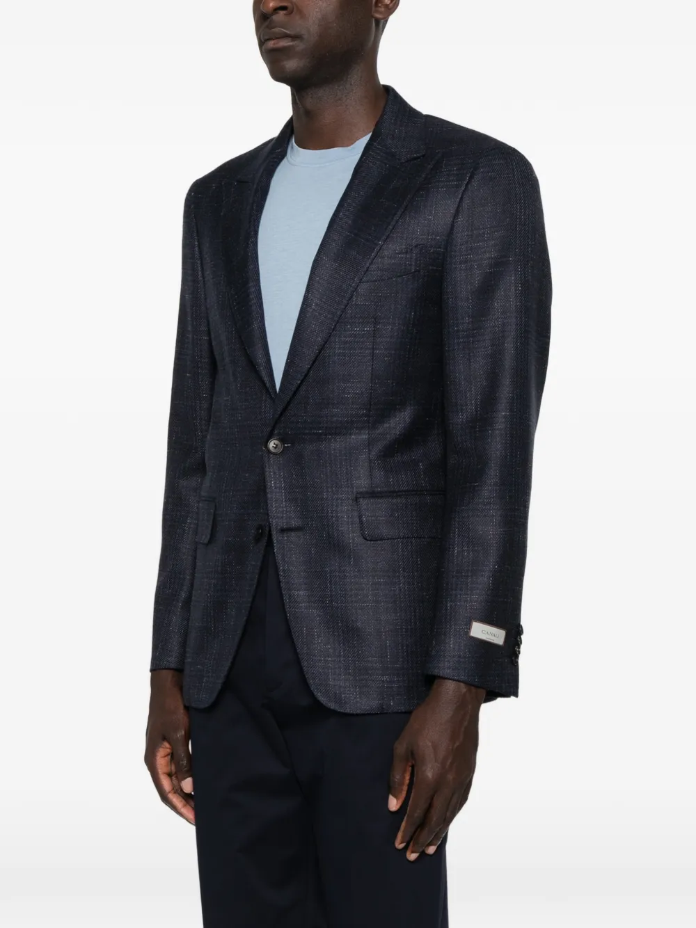 Canali Geruite blazer met enkele rij knopen Blauw