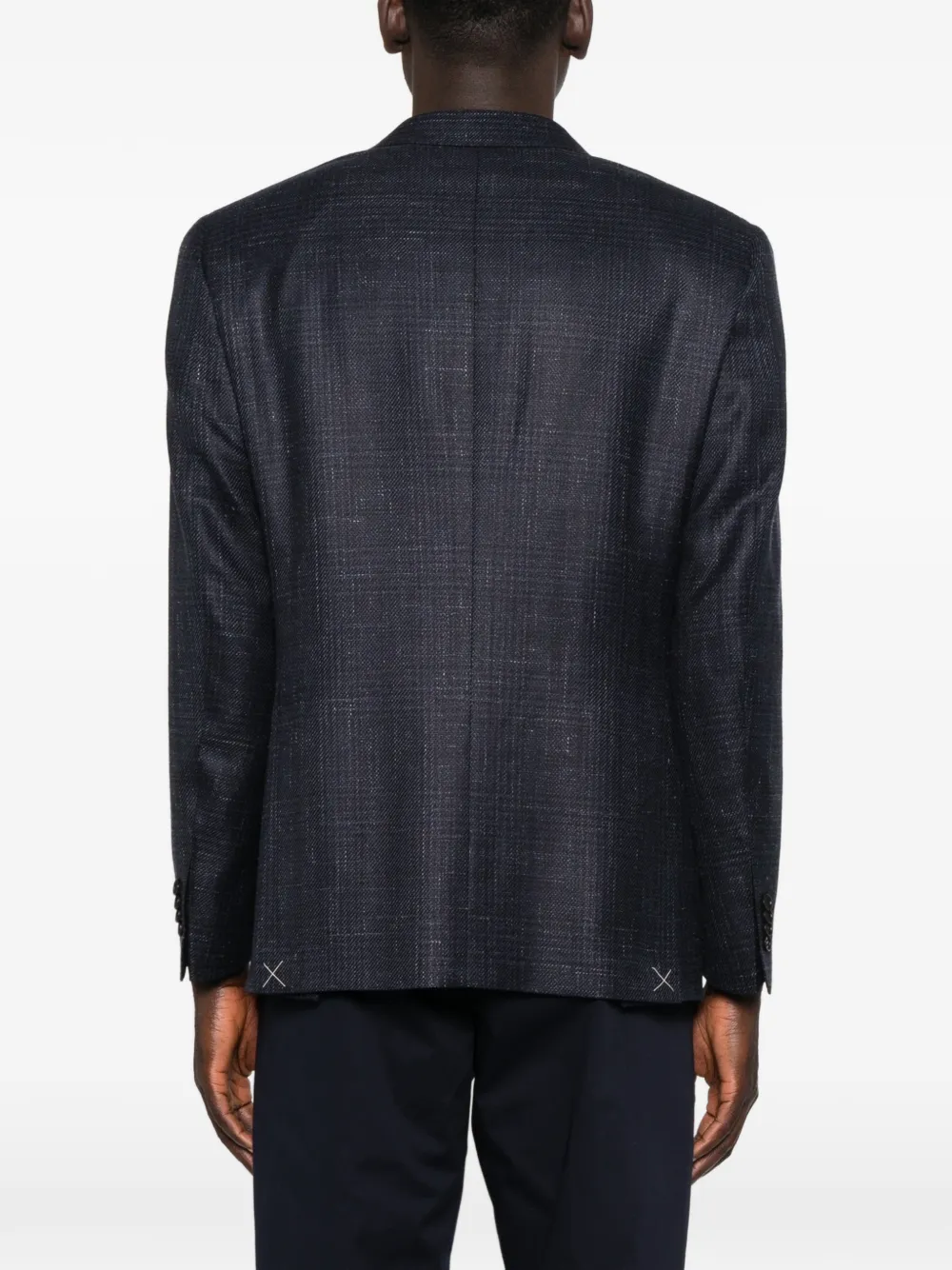 Canali Geruite blazer met enkele rij knopen Blauw