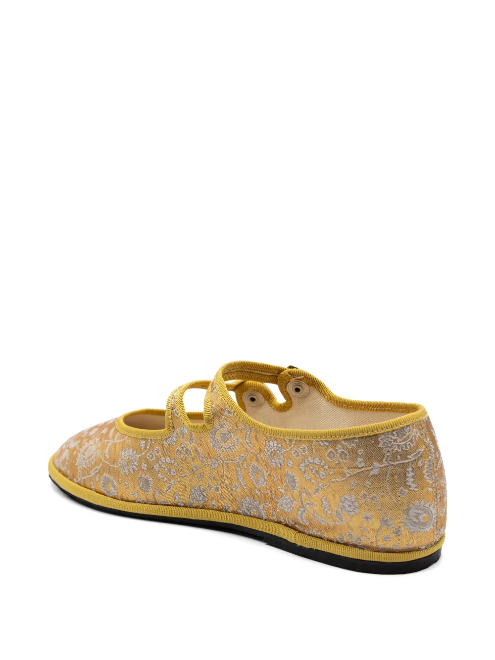 Gondolina Eloise ballerina's met bloemen-jacquard Geel