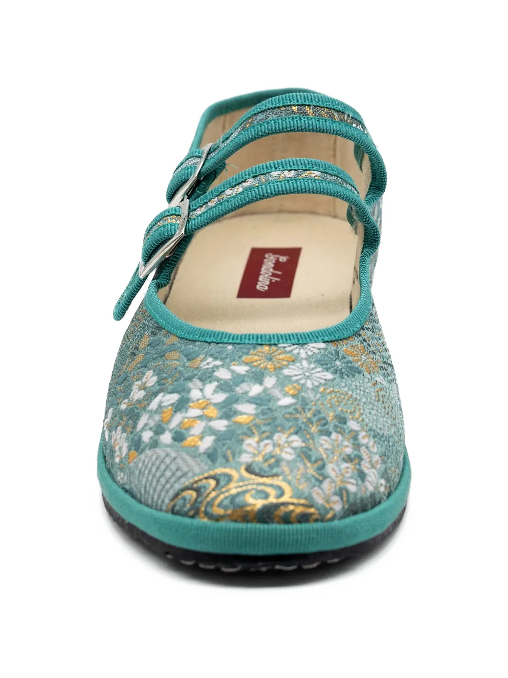 Gondolina Daphne ballerina's met bloemen-jacquard Groen