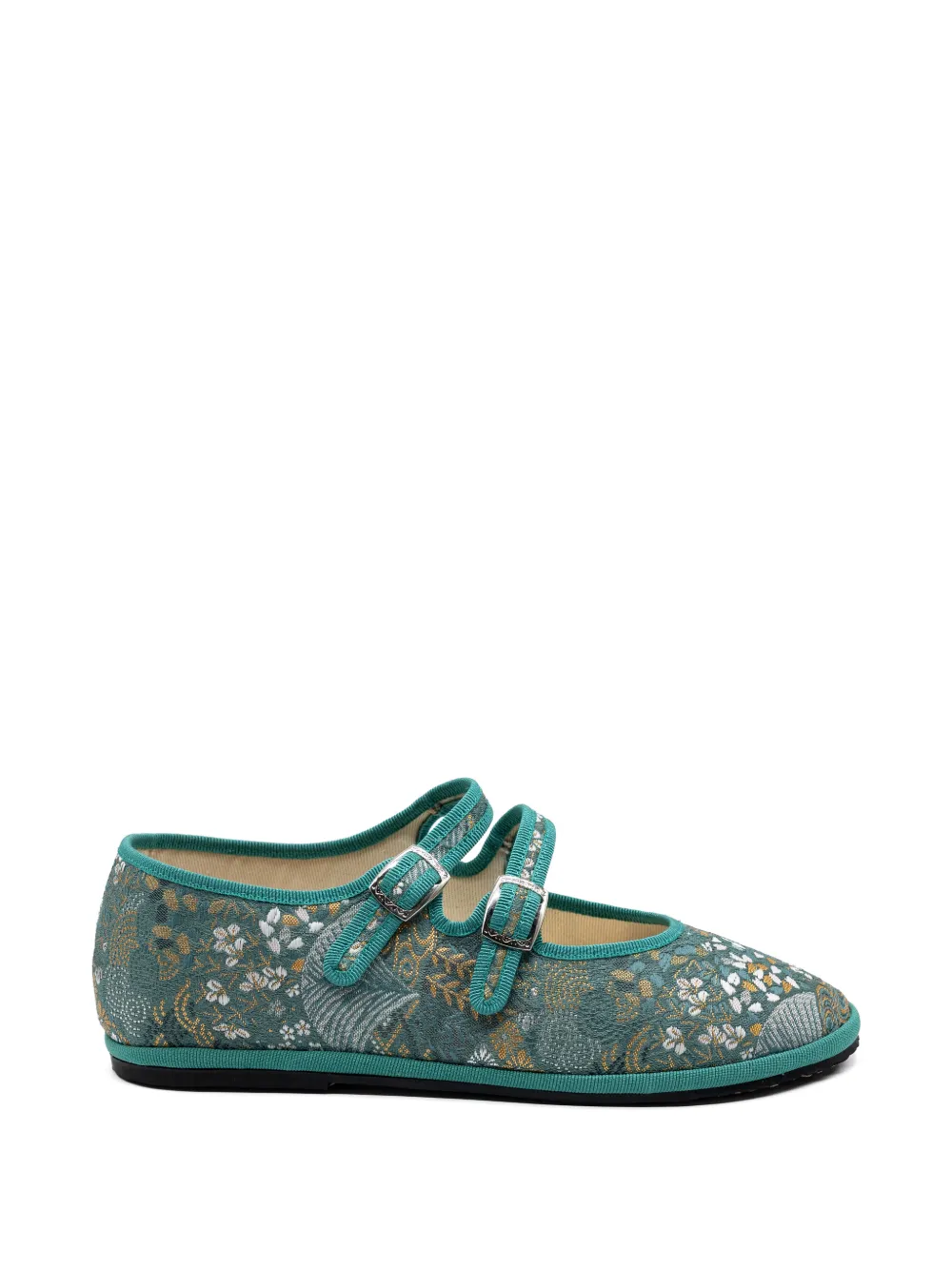 Gondolina Daphne floral-jacquard ballet flats - Verde