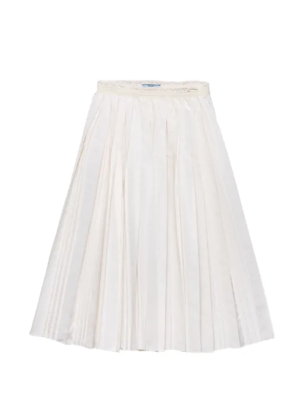 Prada Pleated Silk Faille Skirt | Neutrals | FARFETCH NO