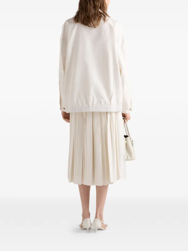 Prada Pleated Silk Faille Skirt | Neutrals | FARFETCH NO