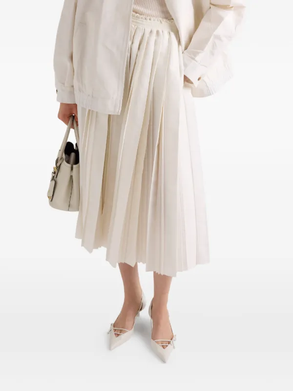 Prada シルクファイユ プリーツスカート | ニュートラル | FARFETCH JP Prada シルクファイユ プリーツスカート | ニュートラル | FARFETCH JP