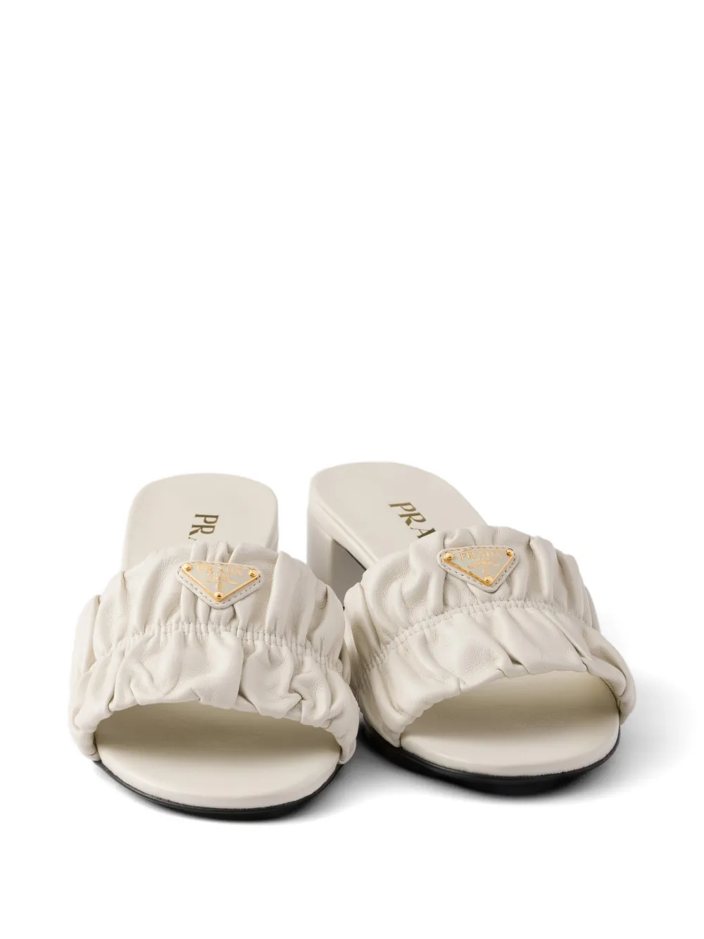 Prada matelassé nappa leather slides Beige