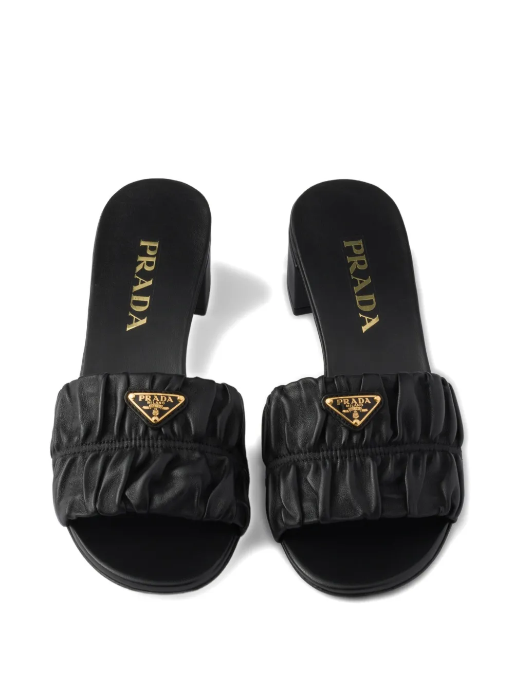 Prada Nappa leren slippers Zwart