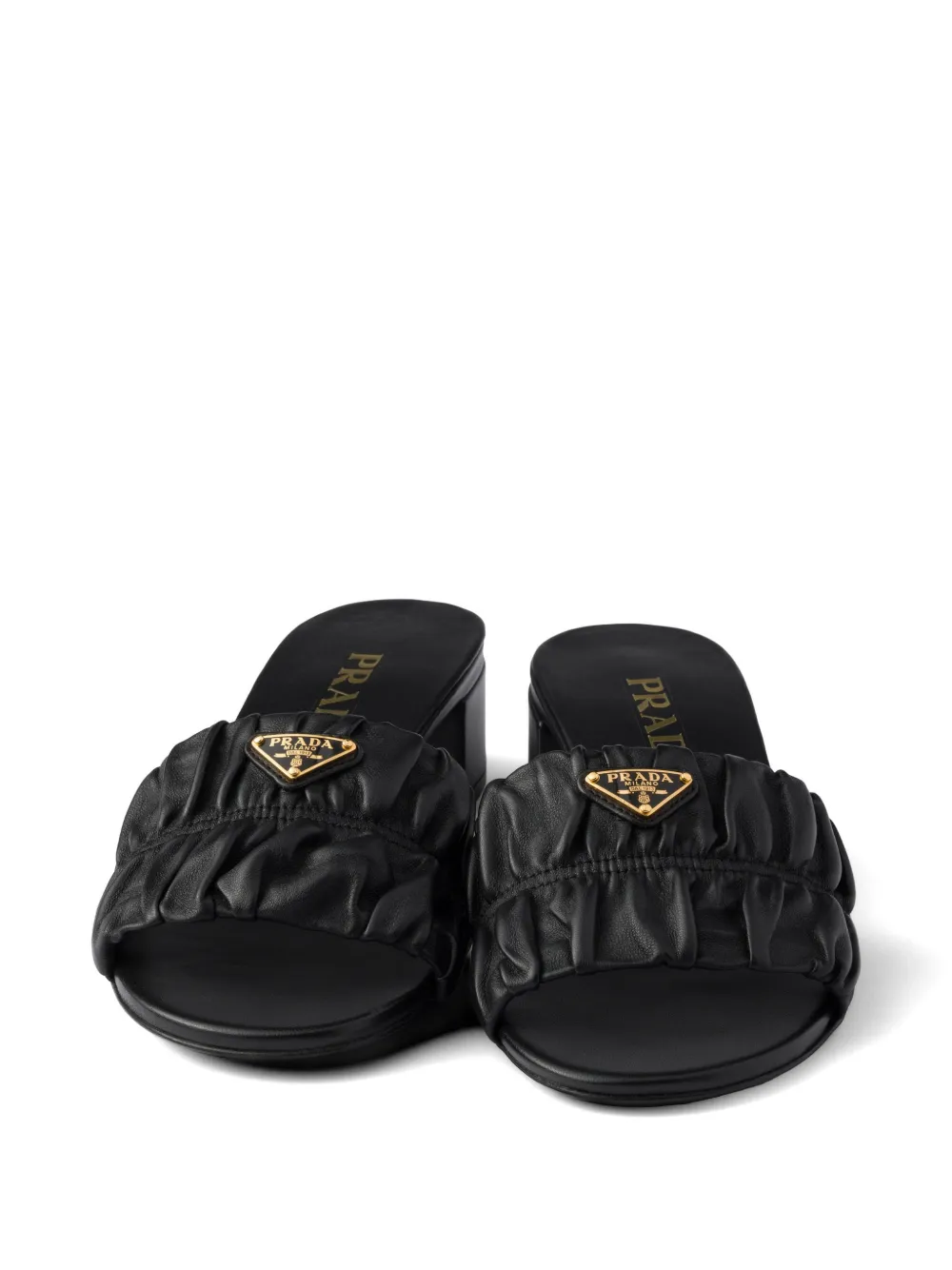 Prada Nappa leren slippers Zwart