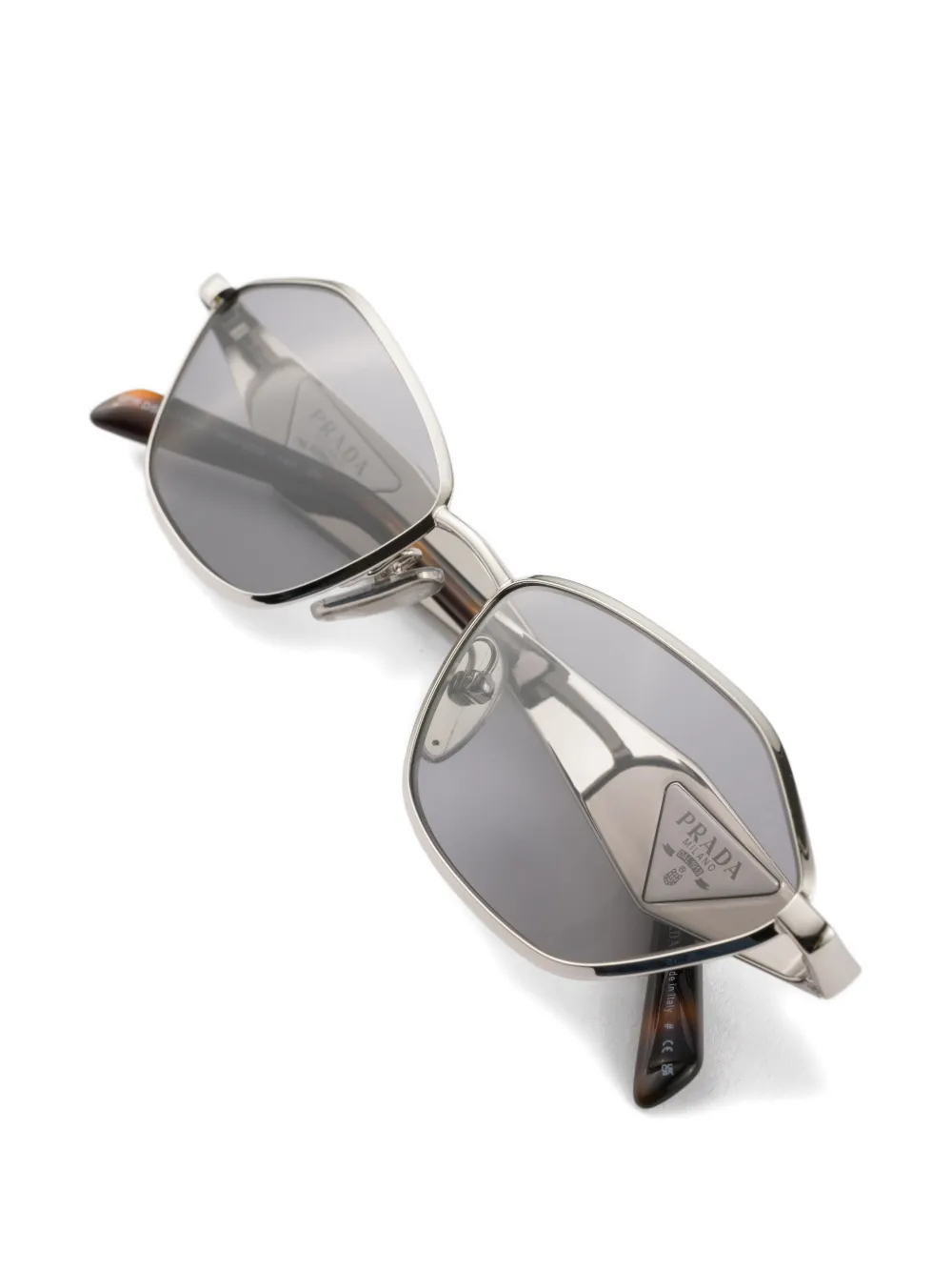 Prada Eyewear Zonnebril met logo en metalen montuur Zilver