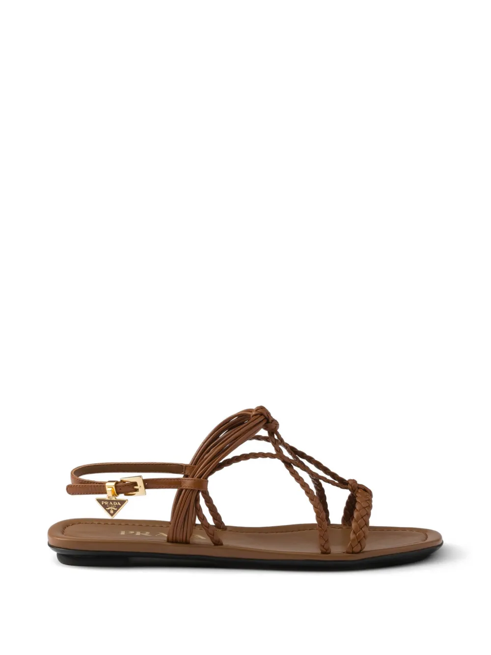 Prada flat leather sandals - Marrone