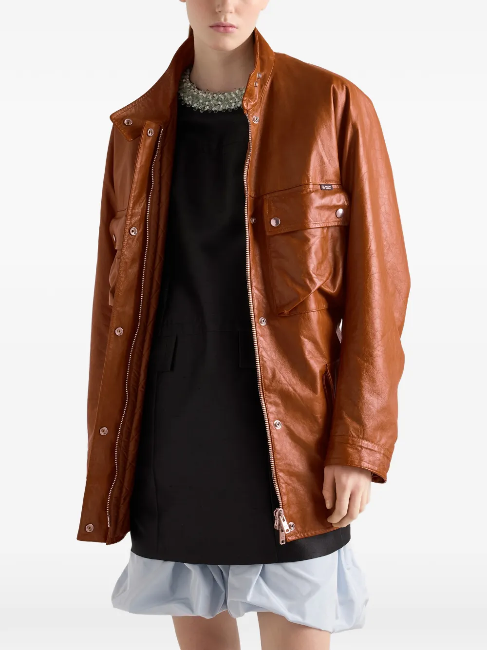 Prada Leren jack Bruin