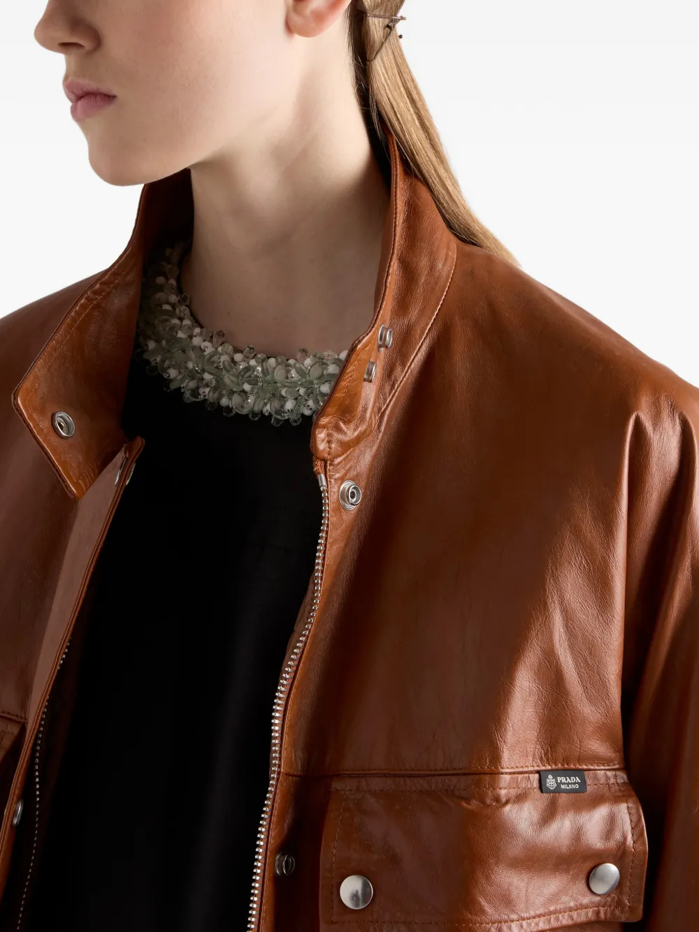 Prada Leren jack Bruin