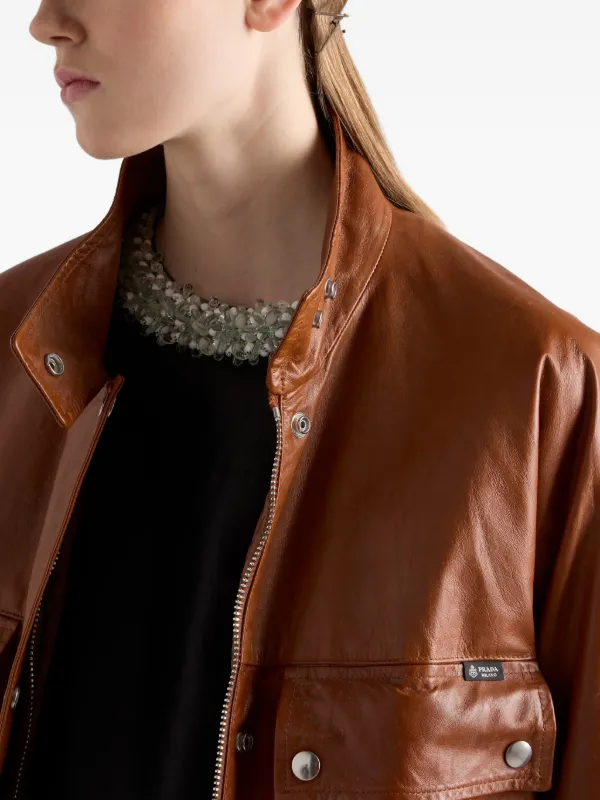 Prada アンティークレザーカバンジャケット | ブラウン | FARFETCH JP