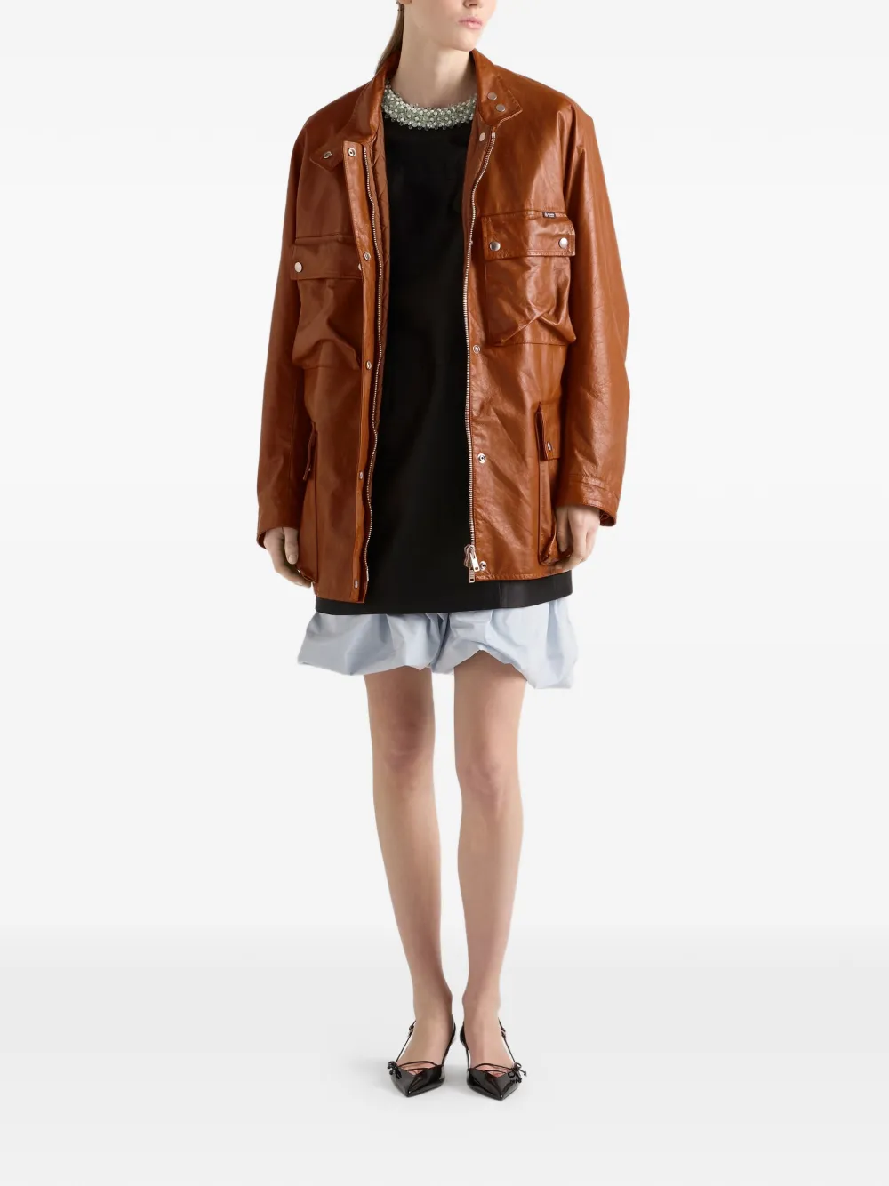 Prada Leren jack Bruin