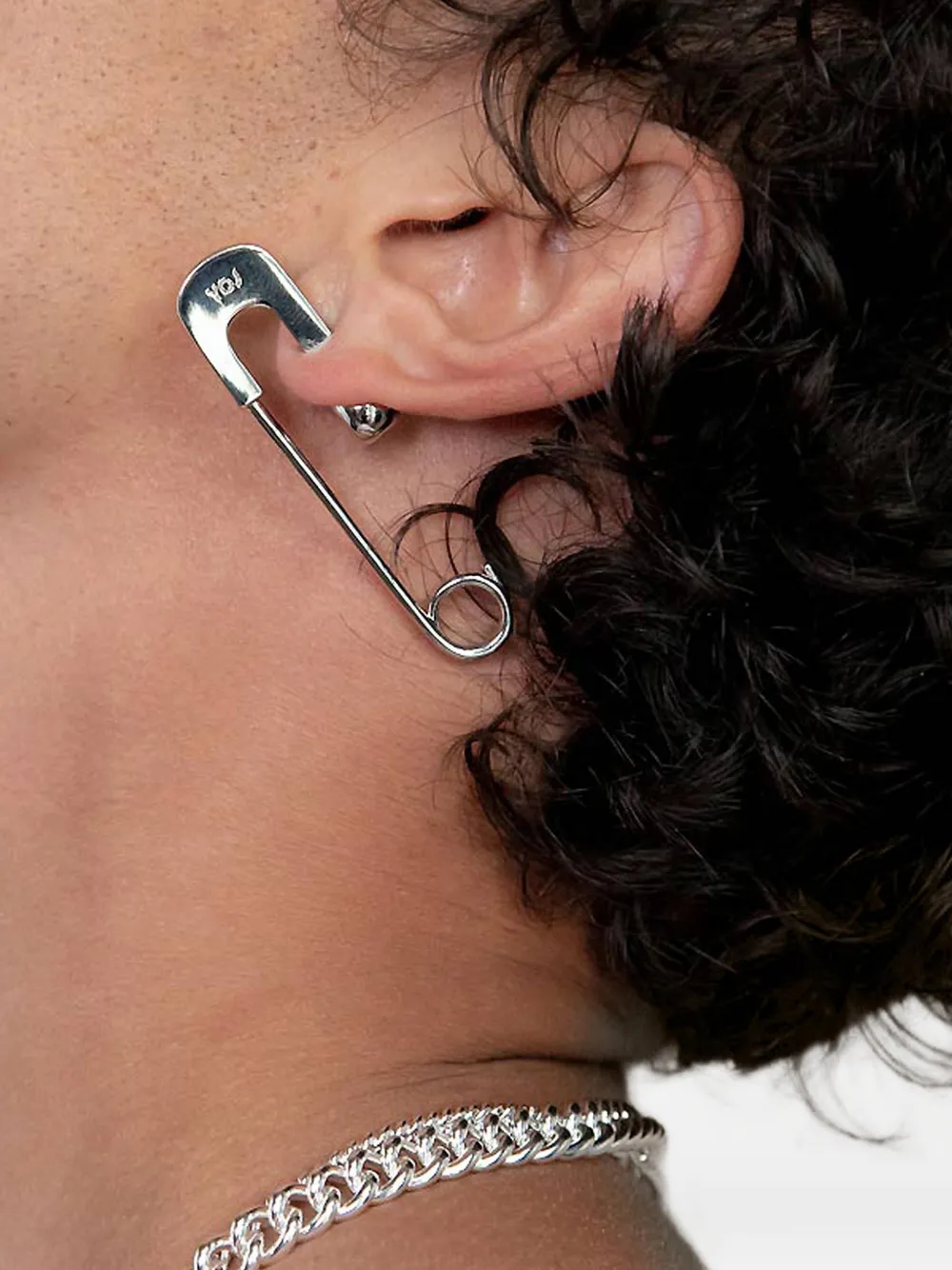 YOJ safety-pin earring - Silver