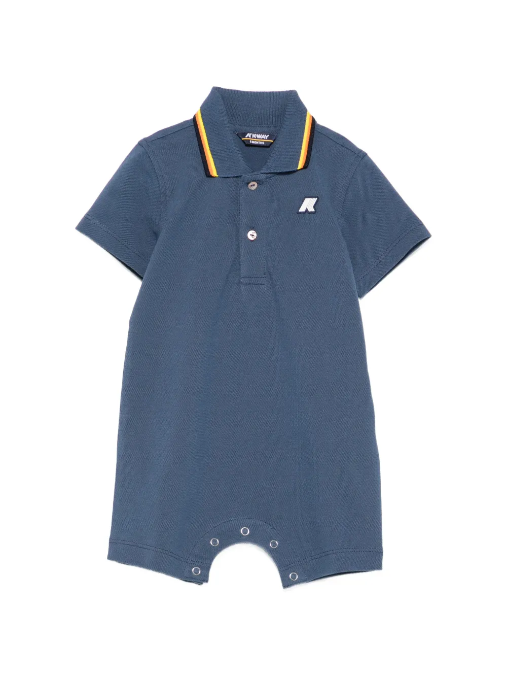 K Way Kids logo-patch polo-collar romper - Blu