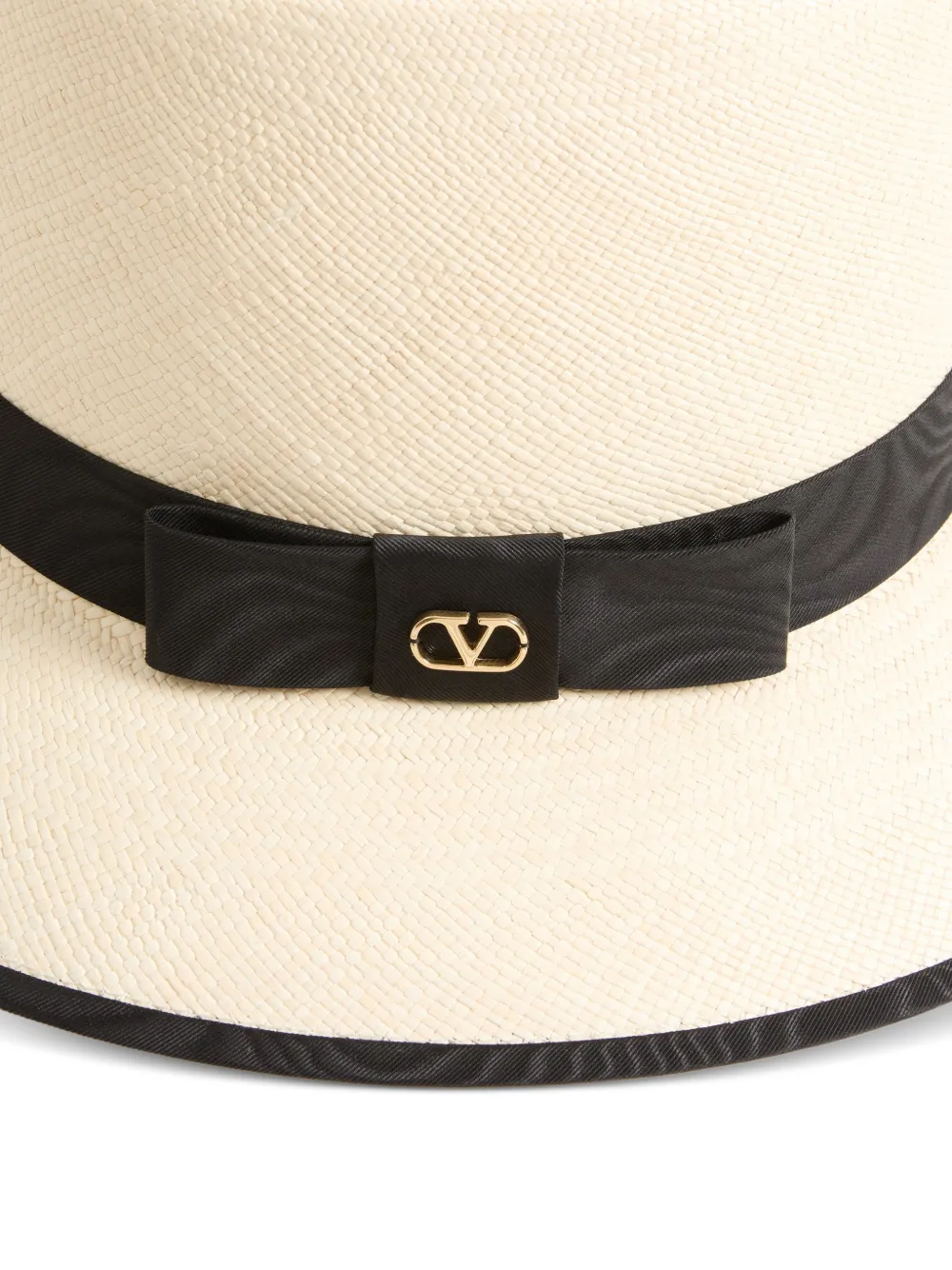 Valentino Garavani VLogo Signature strohoed met moiré lint Beige