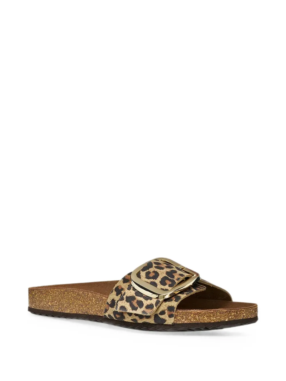 Geox Brionia R leopard-print buckle-detail slides Bruin