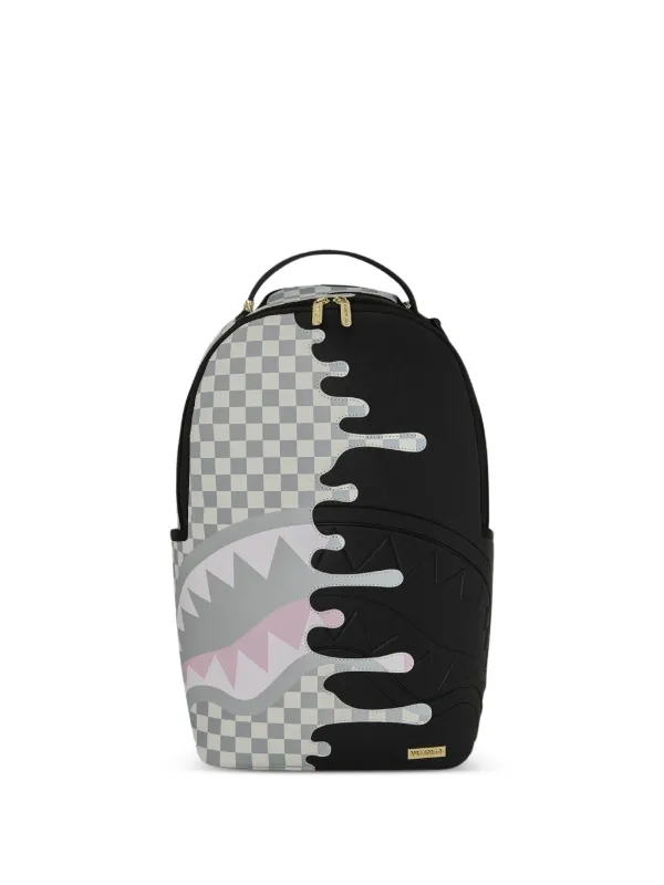 Sprayground Shadow Drip Checkerboard shark-motif Backpack | Black