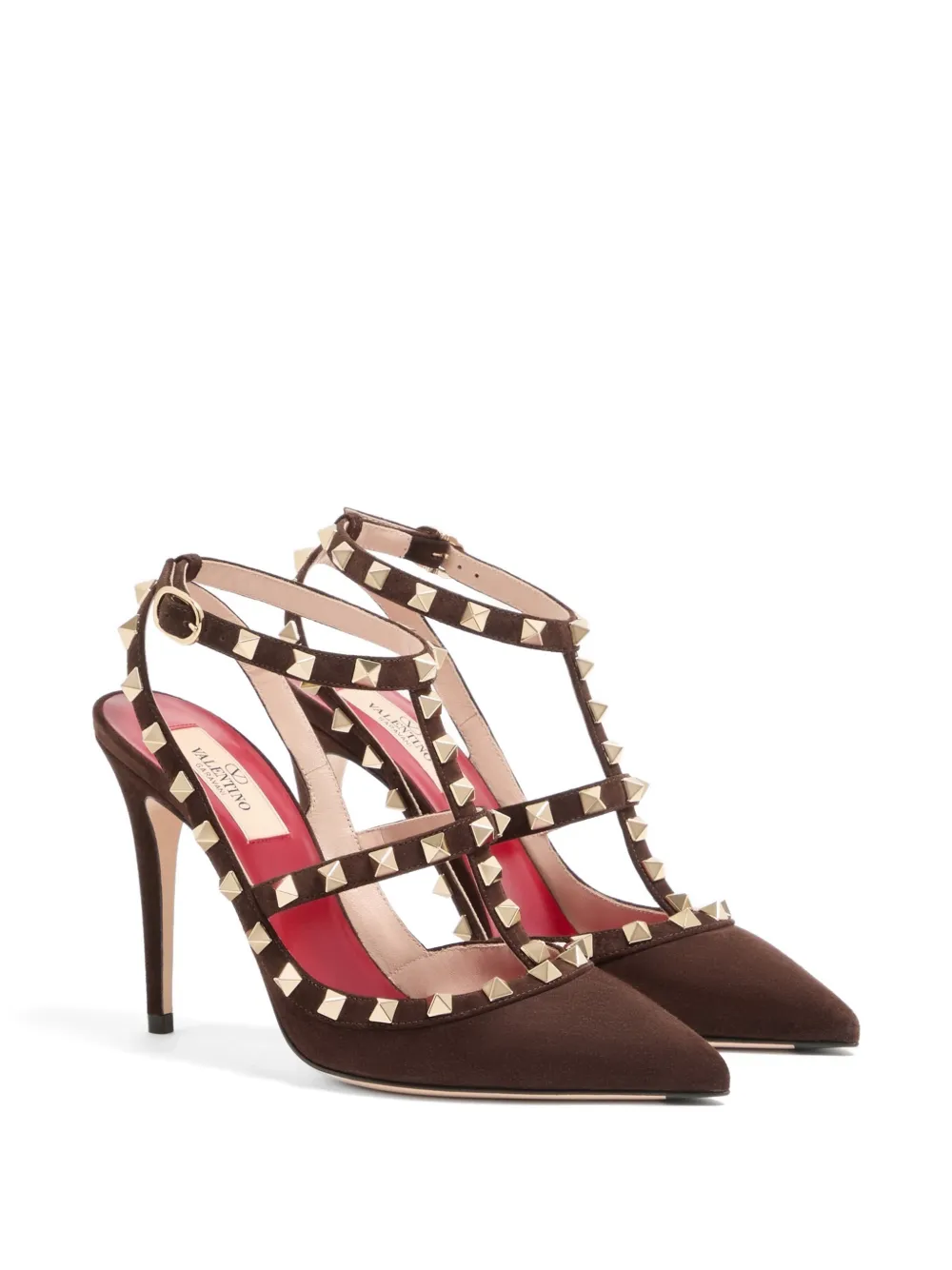 Valentino Garavani Rockstud suede pumps 100mm Bruin