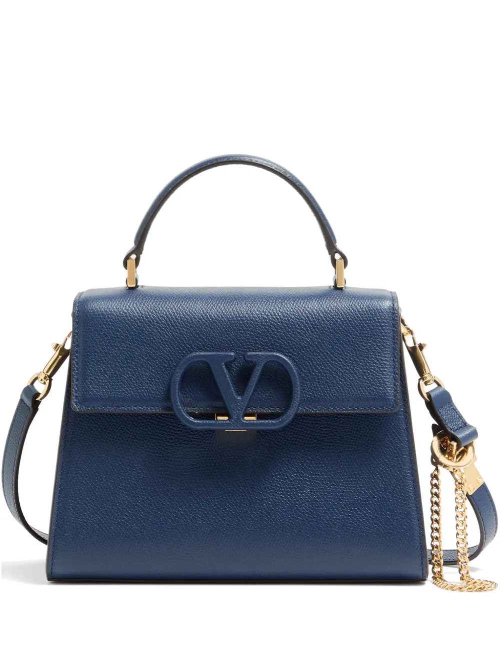 Valentino Garavani Borsa a mano VSLING piccola in pelle di vitello zigrinata - Blu