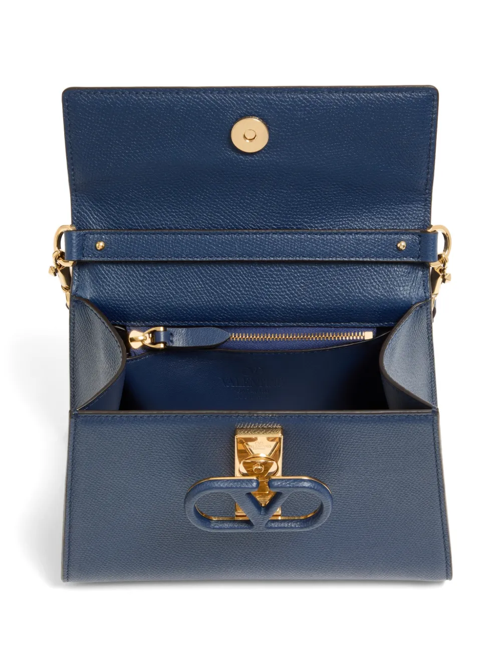 Valentino Garavani Vsling kleine handtas van korrelig kalfsleer Blauw