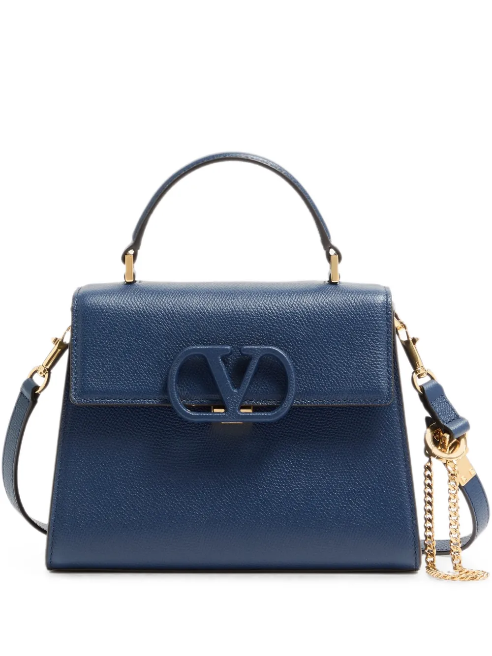 Valentino Garavani Borsa a mano VSLING piccola in pelle di vitello zigrinata - Blu
