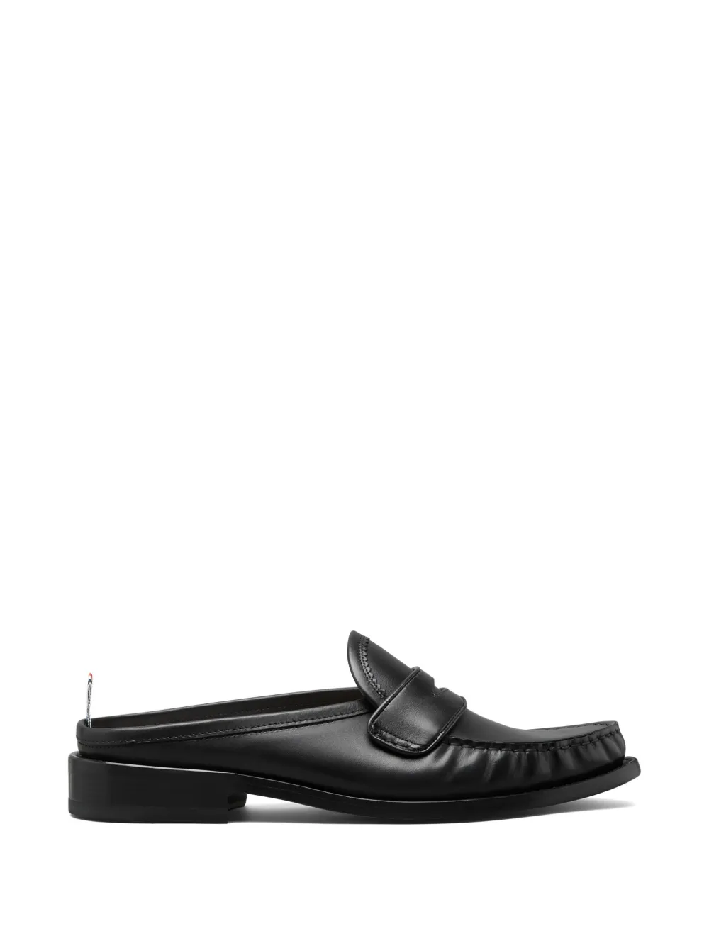 Thom Browne Box kalfsleren geplooide Varsity loafers met leren zolen Zwart