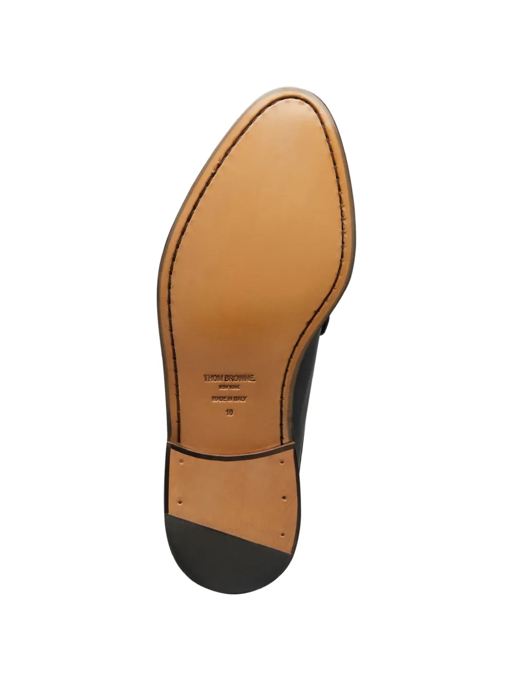 Thom Browne Box kalfsleren geplooide Varsity loafers met leren zolen Zwart