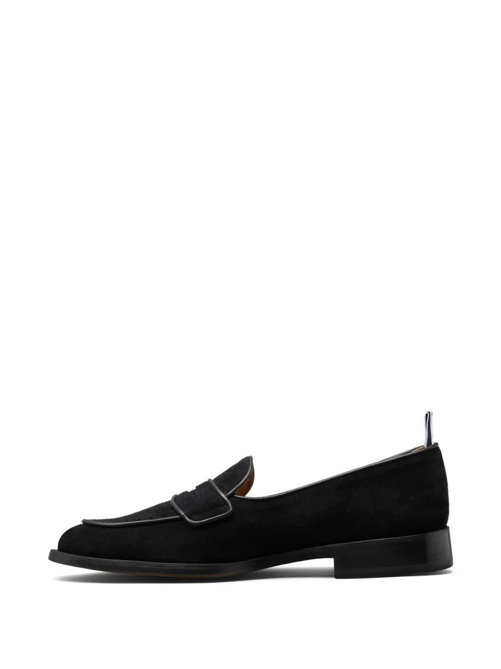 Thom Browne Varsity suède penny loafers met leren zolen Zwart