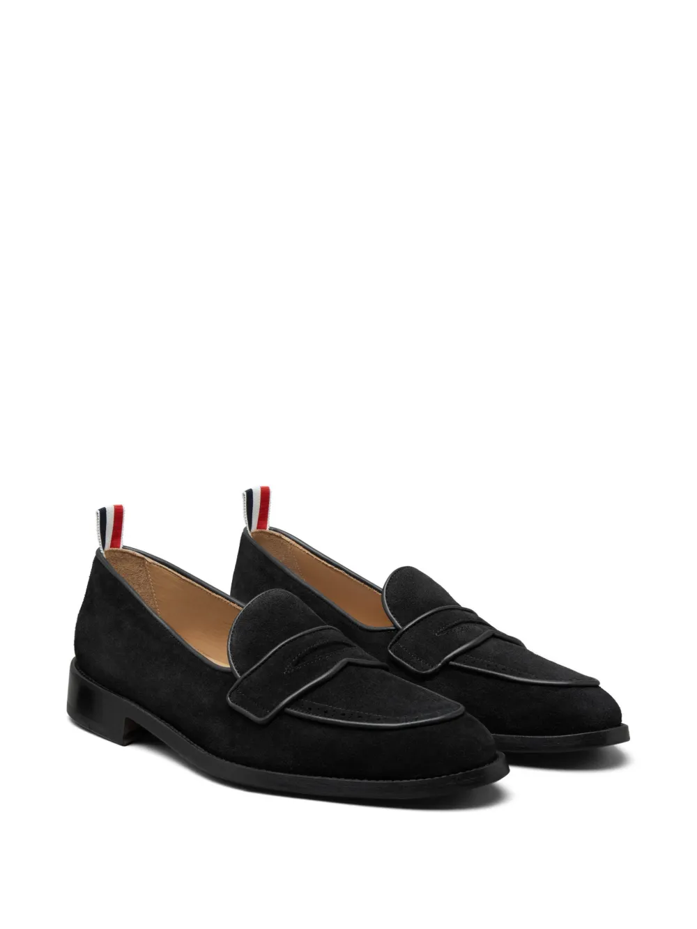 Thom Browne Varsity suède penny loafers met leren zolen Zwart