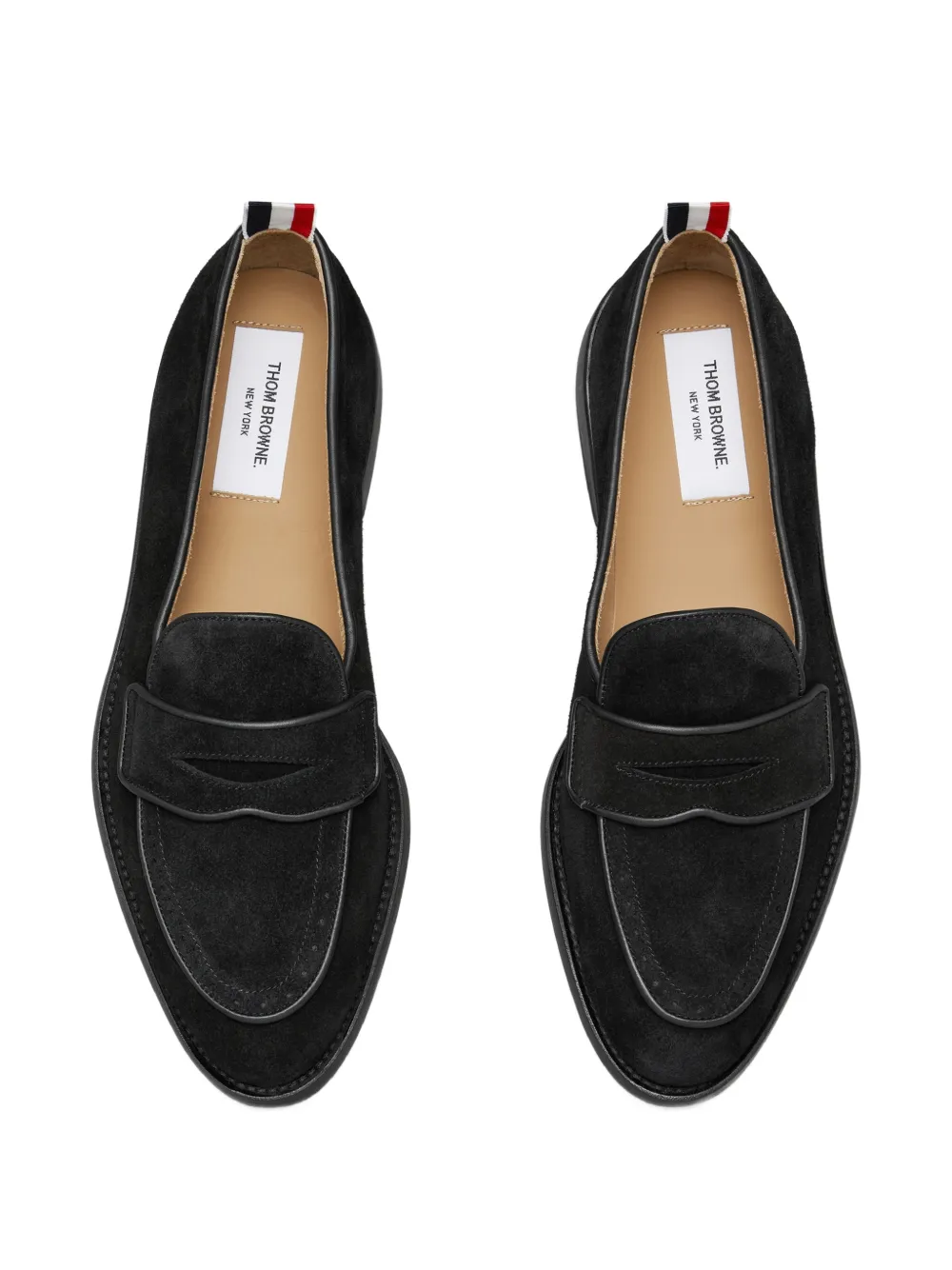 Thom Browne Varsity suède penny loafers met leren zolen Zwart