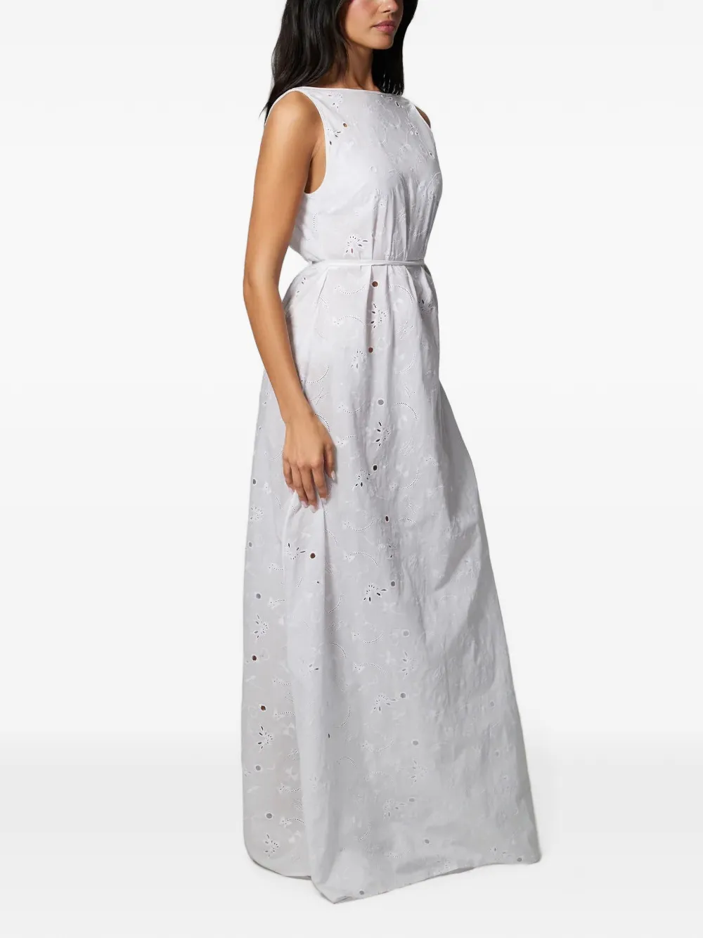 Kiki de Montparnasse Broderie anglaise maxi-jurk met open achterkant Wit