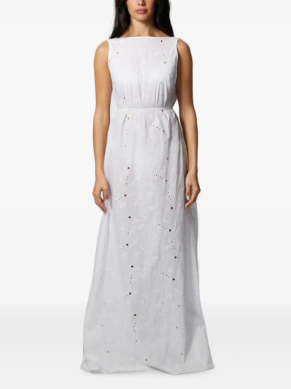 Kiki de Montparnasse broderie-anglaise backless maxi dress - Bianco