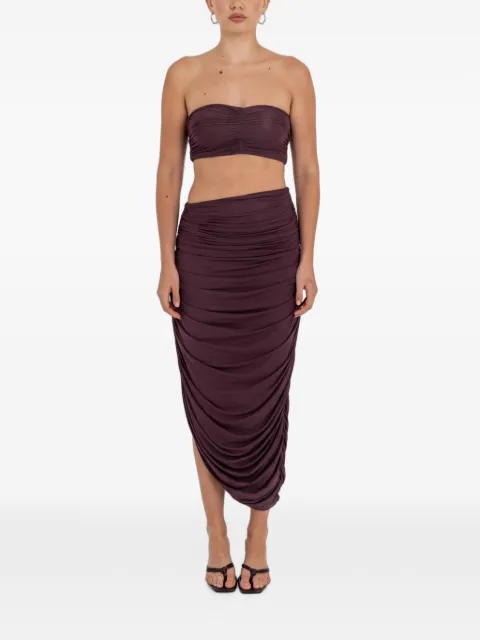 Maygel Coronel Caro ruched bandeau and asymmetric skirt set 