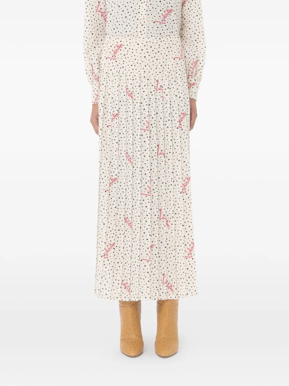 Valentino Garavani Plus De Pois crêpe de chine rok met bubbelprint Beige