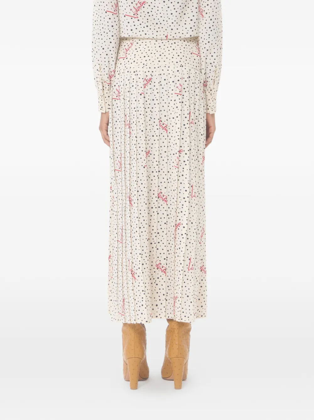 Valentino Garavani Plus De Pois crêpe de chine rok met bubbelprint Beige