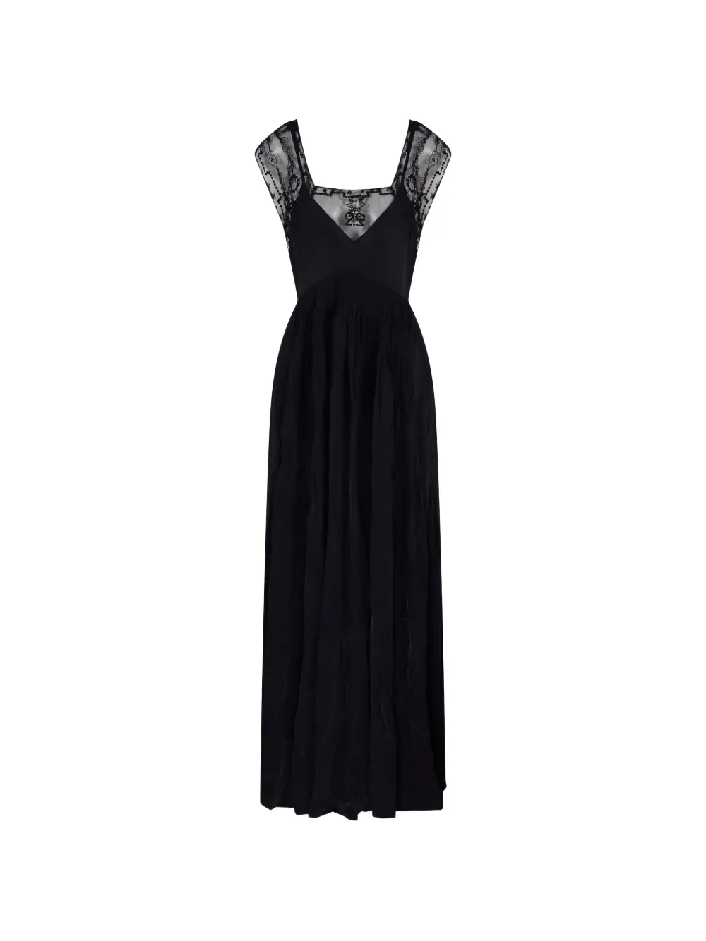 Mes Demoiselles Inna lace-trim tie-waist asymmetric dress - Nero