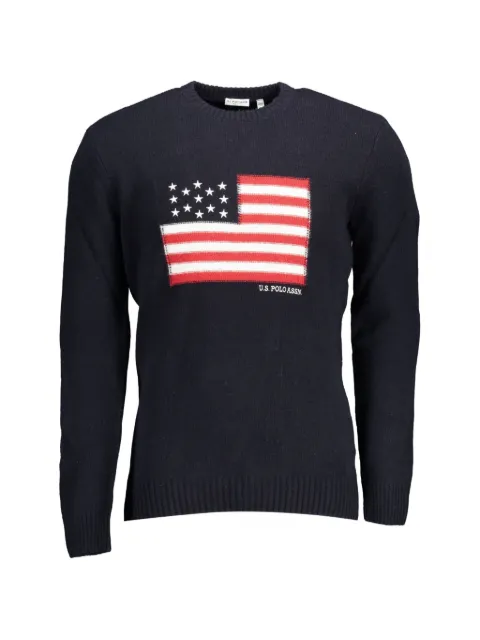 U.S. POLO ASSN. flag-intarsia crew-neck sweater