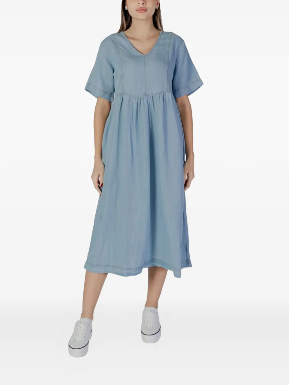 b.young short-sleeve V-neck dress - Blu