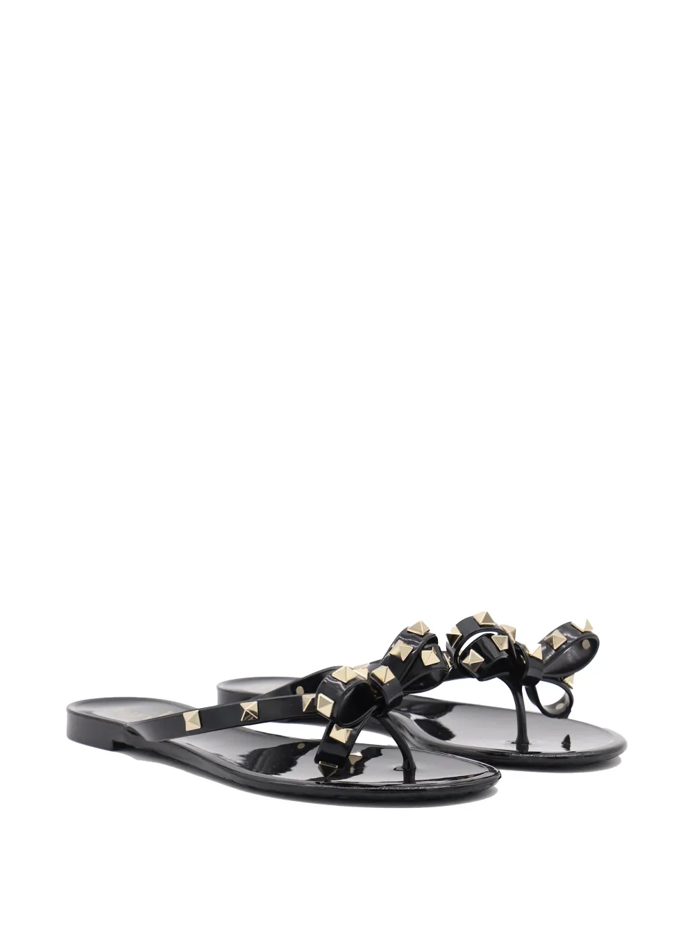 Valentino Garavani Rockstud bow-detail flip-flops Zwart