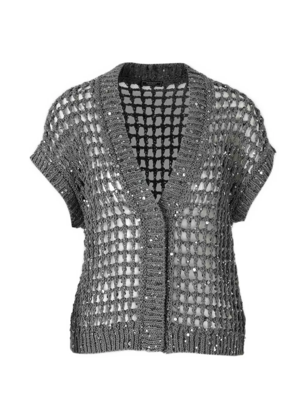 Peserico sequin-embellished open-knit cardigan - Grey
