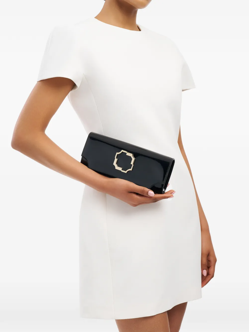 Malone Souliers Vivien clutch van lakleer Zwart