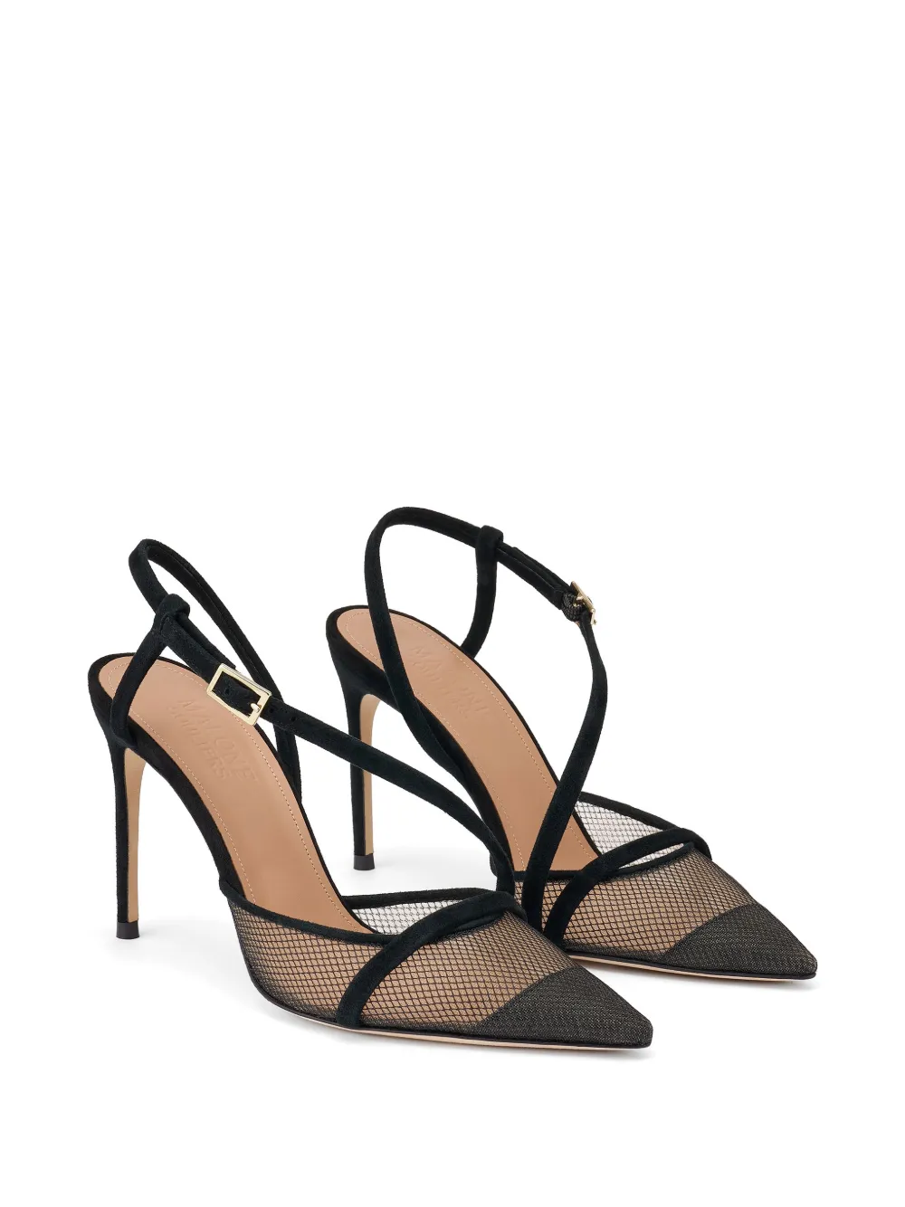 Malone Souliers Valeria slingback pumps met mesh Zwart
