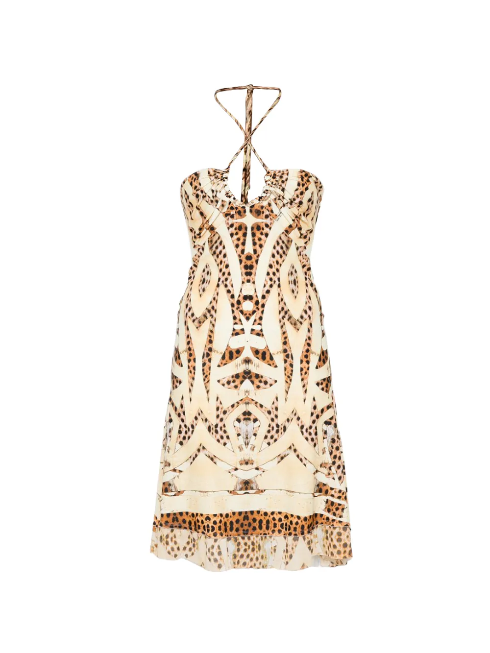 Roberto Cavalli Vintage 2000s レオパード ホルターネック ミニドレス