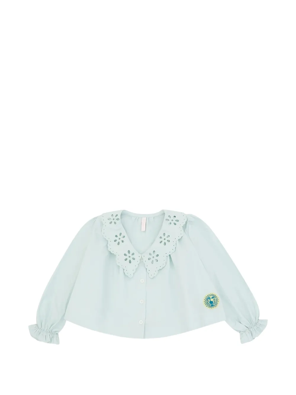 ZIMMERMANN Kids broderie-anglaise logo-patch blouse - Blue