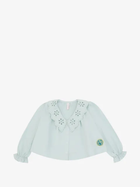 ZIMMERMANN Kids broderie-anglaise logo-patch blouse