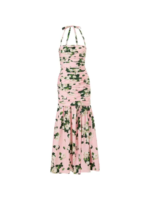Carolina Herrera rose-print gathered midi dress